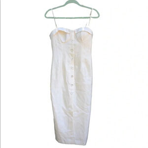 XIAOLI WHITE FITTED BUTTON FRONT DRESS